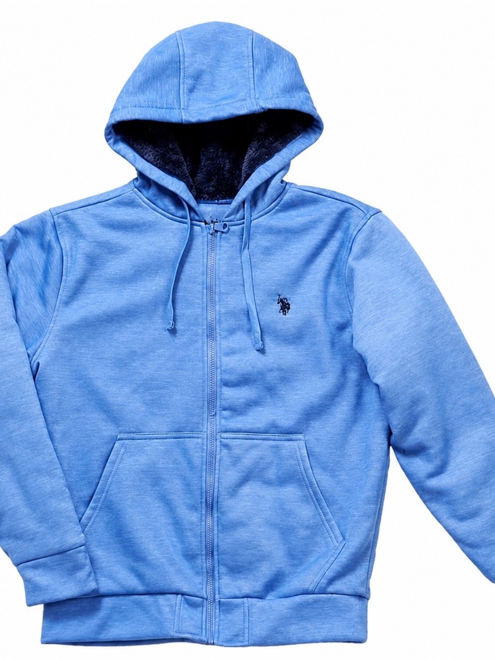 U.S. Polo Assn. Men’s Sherpa Lined Full Zip Hoodie Blue XL NWT Fleece Jacket